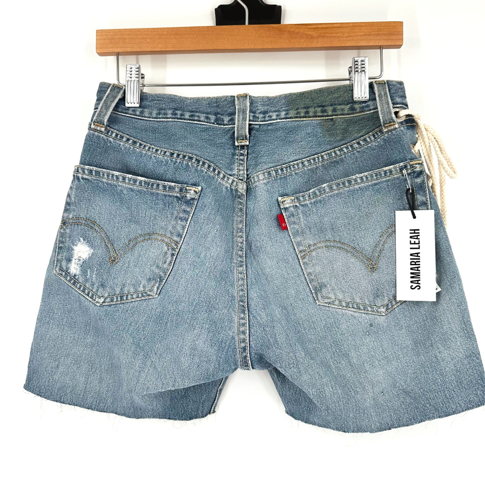 Samaria Leah X Vintage Levi's Reworked Jeans Denim Shorts 26X4 Upcycled Grunge - Picture 2 of 9